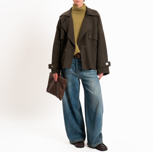 Vicolo-Cappotto HAND MADE 100%LANA doppiopetto con - militare