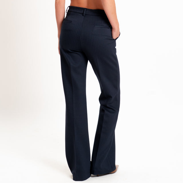 Vicolo-Pantalone gessato bootcut punto milano - blu