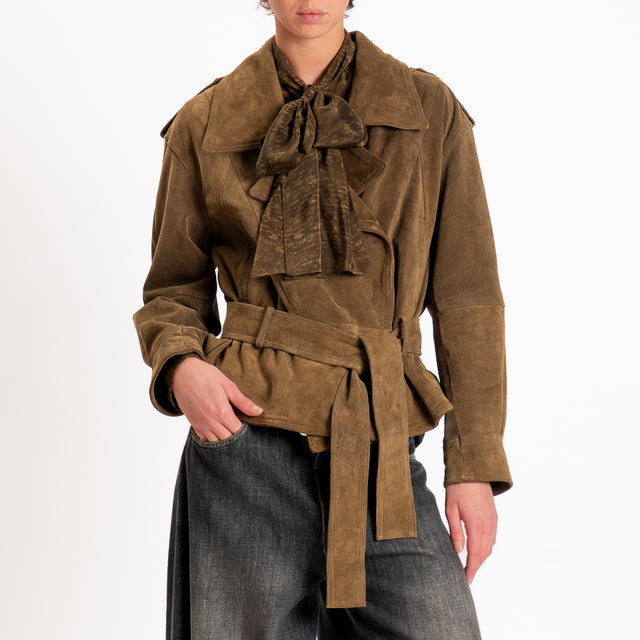 Vicolo-Giacca camoscio con cintura - taupe