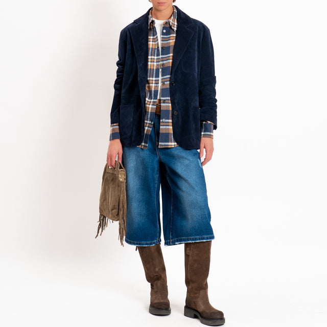 Vicolo-Giacca camoscio con tasche - blu