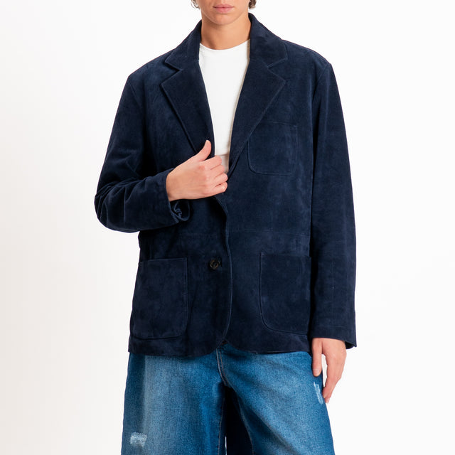 Vicolo-Giacca camoscio con tasche - blu