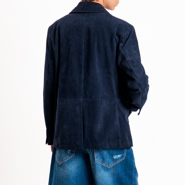 Vicolo-Giacca camoscio con tasche - blu
