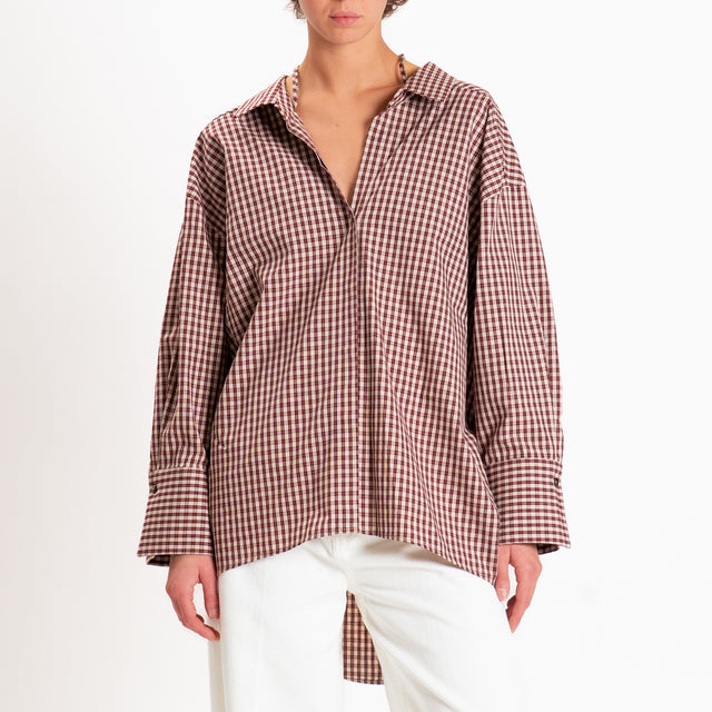 Vicolo-Camicia check + bralette - beige/bordeaux