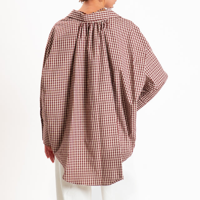 Vicolo-Camicia check + bralette - beige/bordeaux
