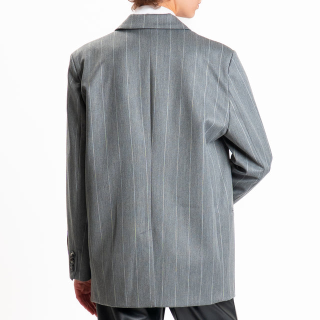 Vicolo-Giacca gessata oversize spacco dietro - antracite