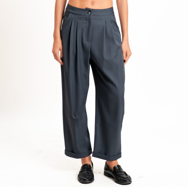Vicolo-Pantalone pinces con risvolto - antracite