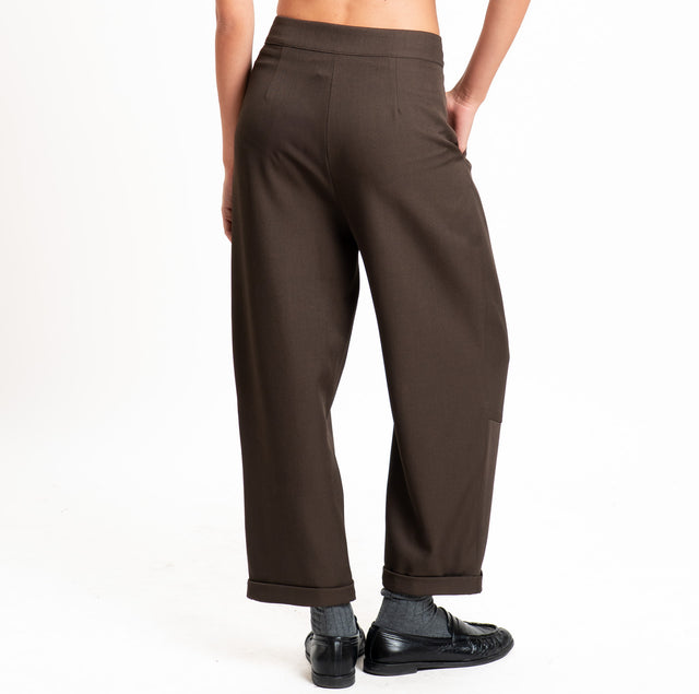 Vicolo-Pantalone pinces con risvolto - moro