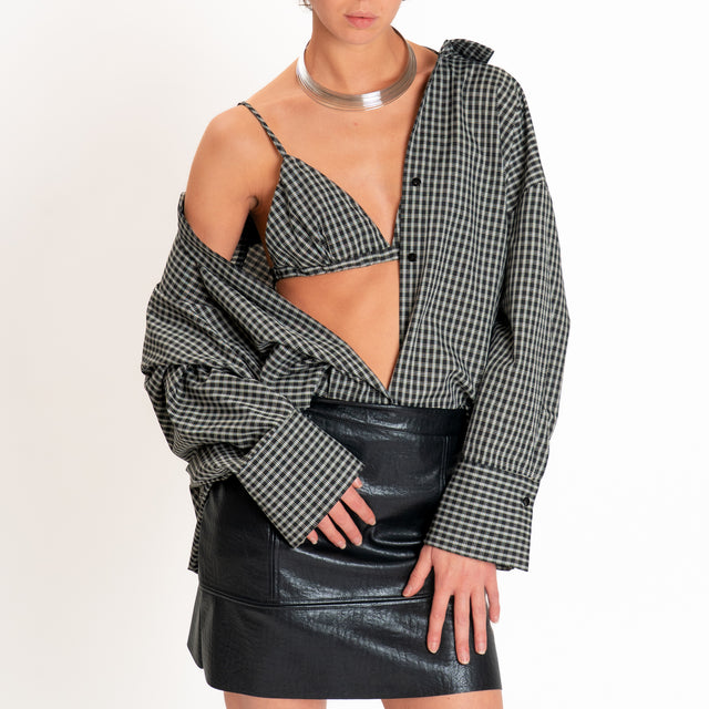 Vicolo-Camicia check+bralette - nero