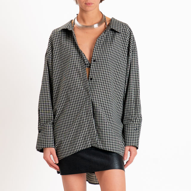 Vicolo-Camicia check+bralette - nero