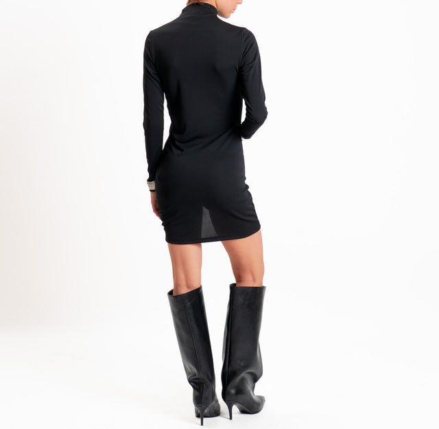 Vicolo-Abito in jersey con coulisse laterale - nero
