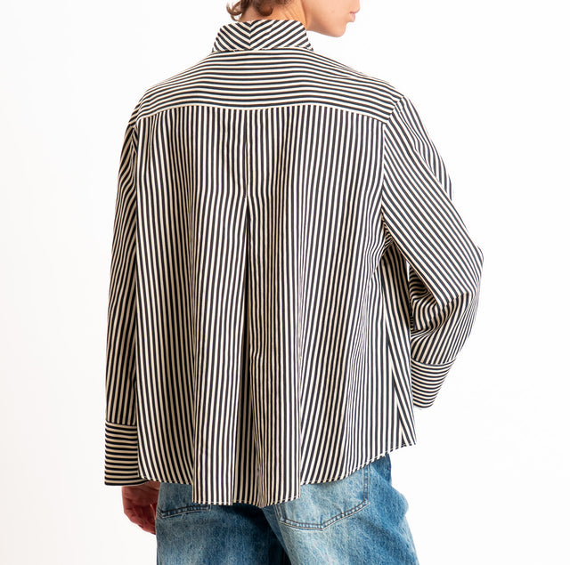 Vicolo-Camicia a righe manica ampia - burro/nero