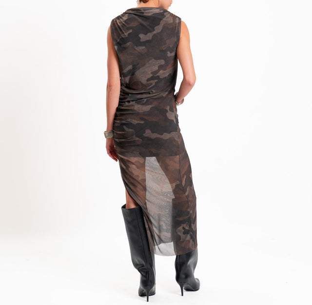Vicolo-Abito smanicato in tulle camouflage - militare/moro/nero