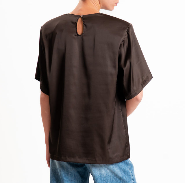 Vicolo-Blusa satin con spalline - moro
