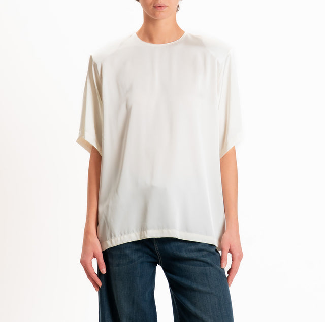 Vicolo-Blusa satin con spalline - latte