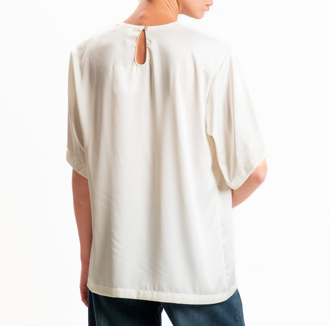 Vicolo-Blusa satin con spalline - latte