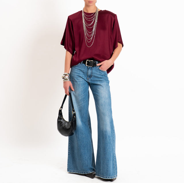 Vicolo-Blusa satin con spalline - Bordeaux
