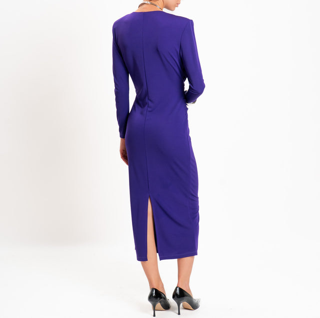 Vicolo-Abito jersey strutturato con spalline - viola