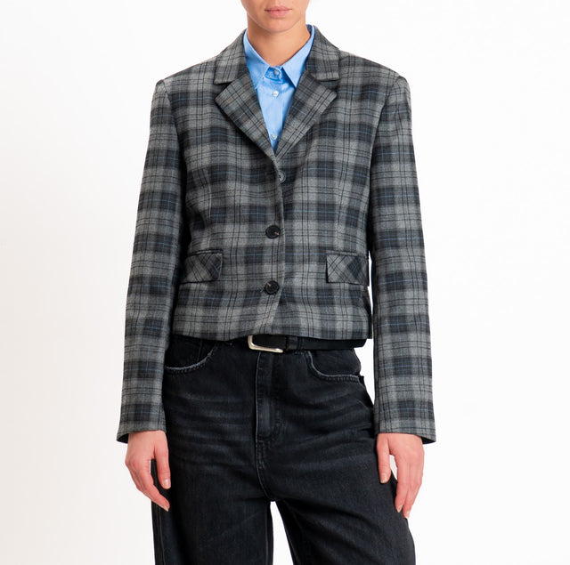 Vicolo-Giacca check crop - grigio