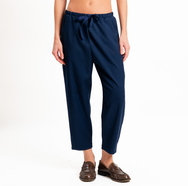 Vicolo-Pantalone elastico in vita con coulisse - blu