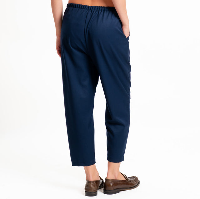 Vicolo-Pantalone elastico in vita con coulisse - blu