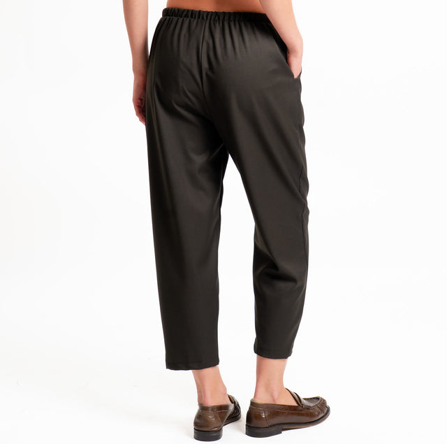 Vicolo-Pantalone elastico in vita con coulisse - militare