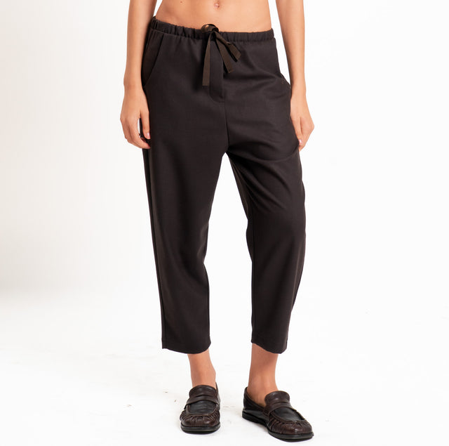 Vicolo-Pantalone elastico in vita con coulisse - moro