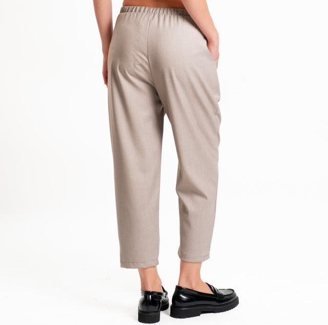 Vicolo-Pantalone elastico in vita con coulisse - taupe