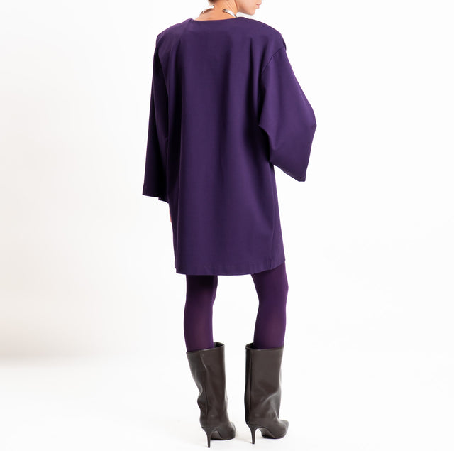 Vicolo-Abito scollo a v punto milano con spalline - viola