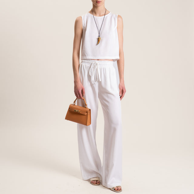 Vicolo-Pantalone con coulisse elastico in vita - bianco
