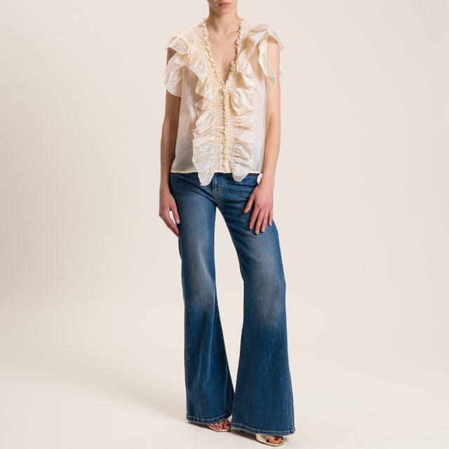 Vicolo-Blusa mussola con rouches - burro