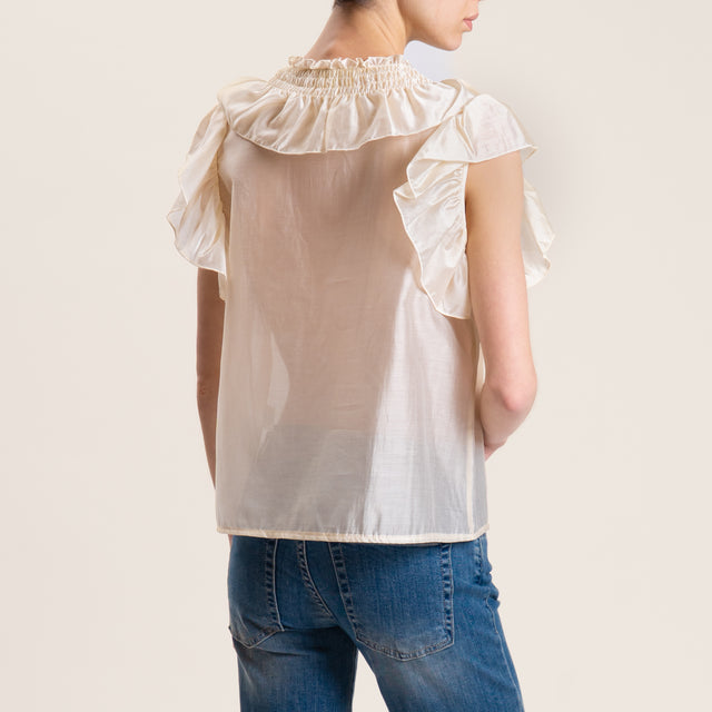 Vicolo-Blusa mussola con rouches - burro