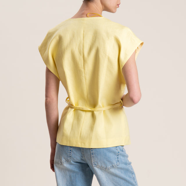 Vicolo-Gilet doppiopetto in lino - mimosa