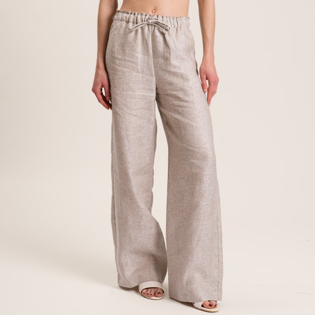 Vicolo-Pantalone in lino con coulisse - grezzo