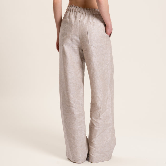 Vicolo-Pantalone in lino con coulisse - grezzo