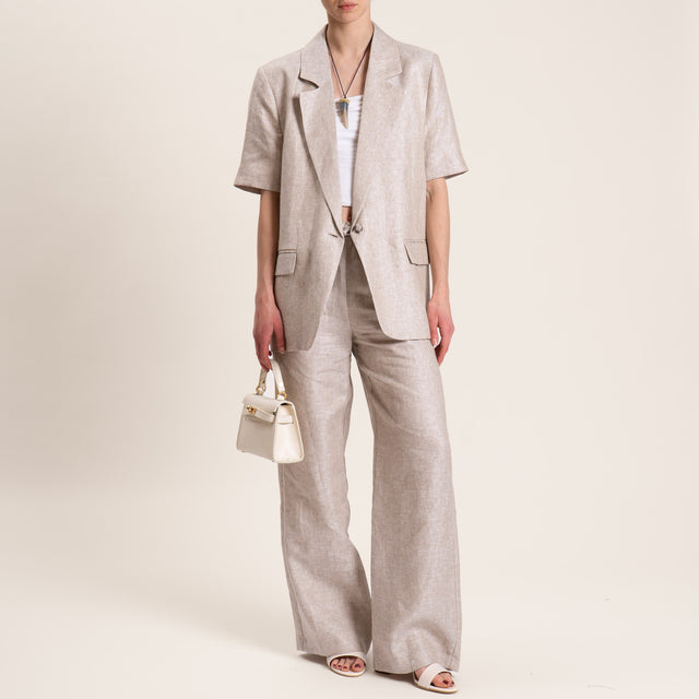Vicolo-Pantalone in lino con coulisse - grezzo