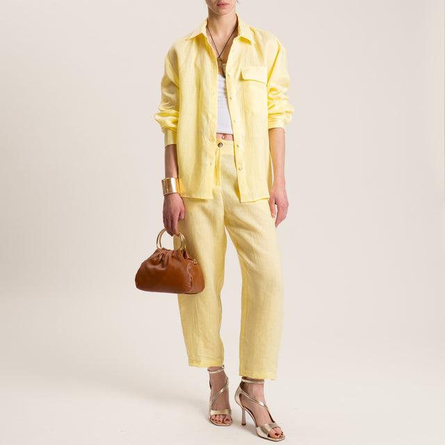 Vicolo-Pantalone in lino elastico dietro - mimosa