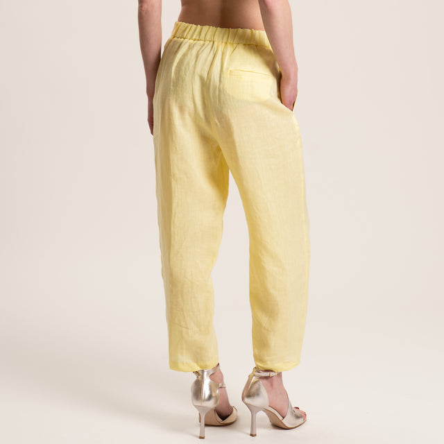 Vicolo-Pantalone in lino elastico dietro - mimosa