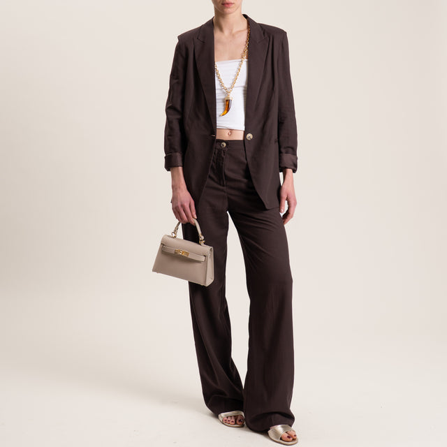 Vicolo-Pantalone misto lino - moro