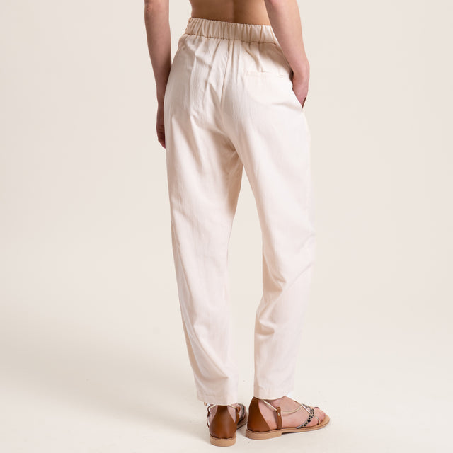 Vicolo-Pantalone misto lino elastico dietro - burro