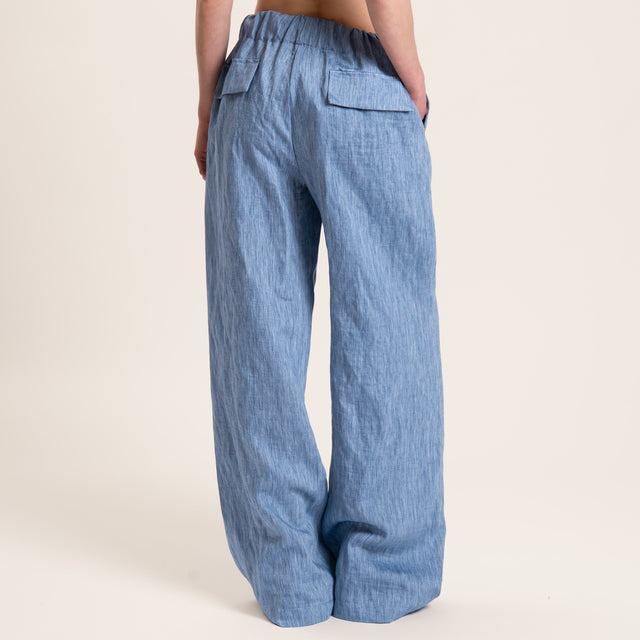 Vicolo-Pantalone misto lino con coulisse - jeans