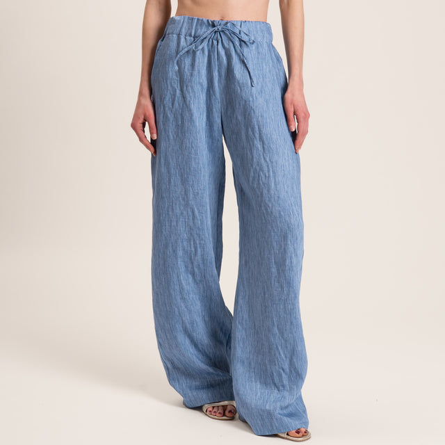 Vicolo-Pantalone misto lino con coulisse - jeans
