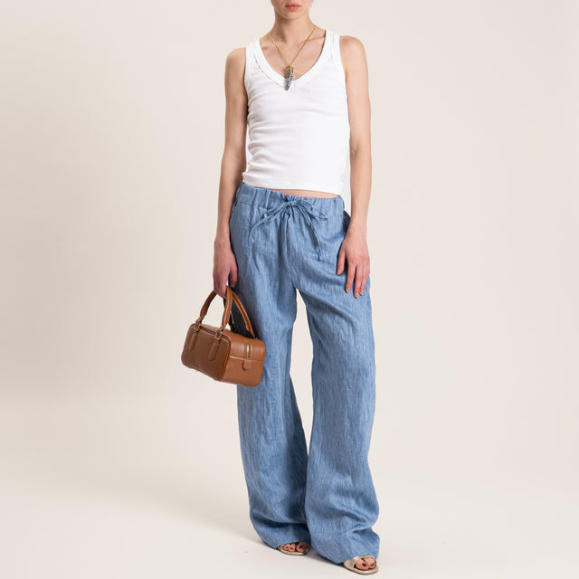 Vicolo-Pantalone misto lino con coulisse - jeans