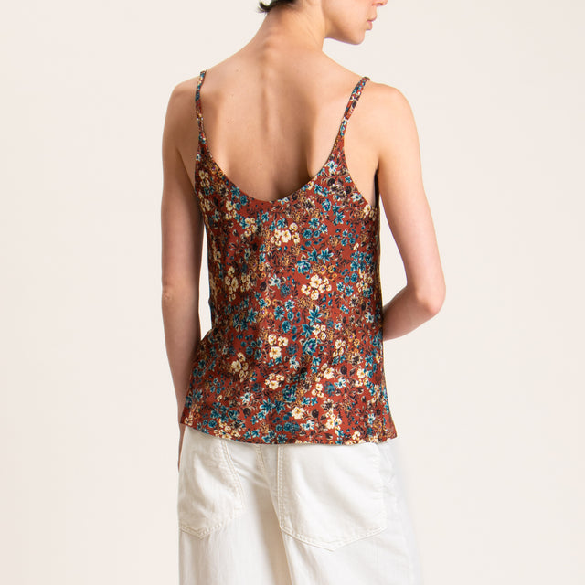 Vicolo-Top satin fantasia fiori - coccio/ottanio/sand