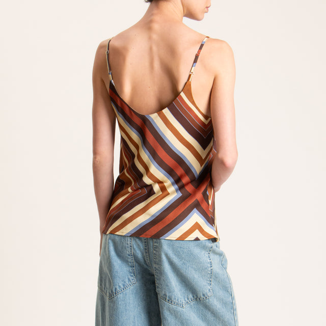 Vicolo-Top satin fantasia - moro/beige/avio