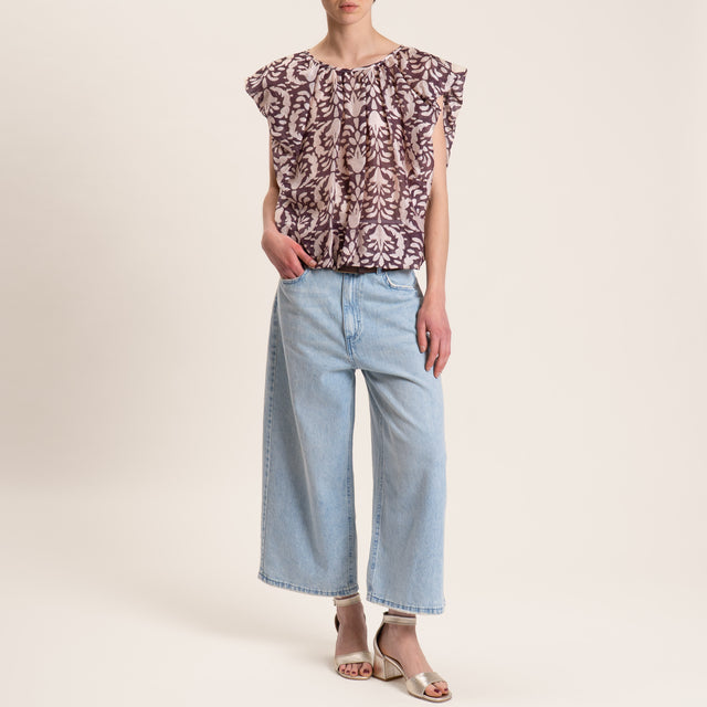 Vicolo-Blusa mussola lyocell fantasia - moro/sand