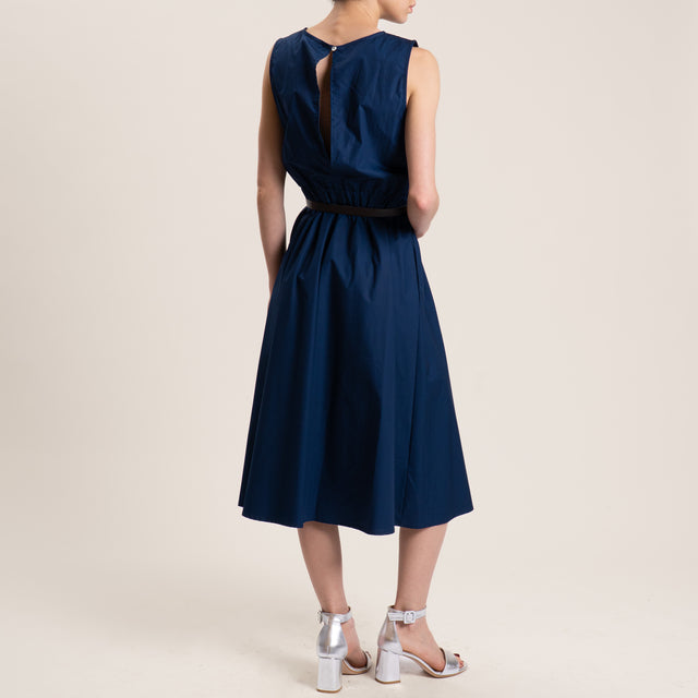 Vicolo-Abito popeline elastico in vita - blu