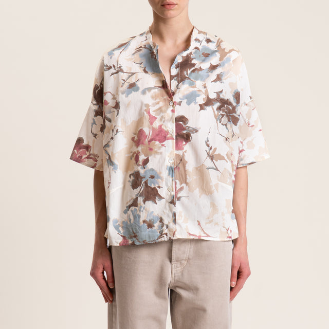 Vicolo-Camicia fantasia fiori - burro/sand/polvere