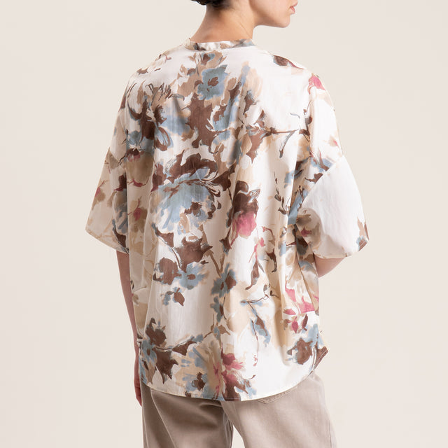 Vicolo-Camicia fantasia fiori - burro/sand/polvere