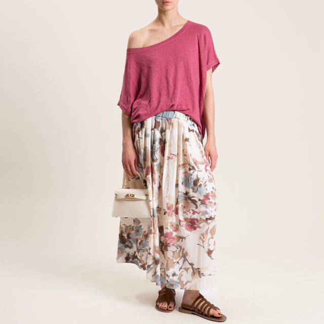 Vicolo-Gonna fantasia fiori con elastico in vita - burro/sand/polvere
