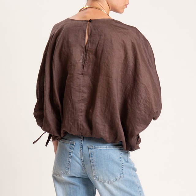 Vicolo-Blusa RAMIE FIBRA NATURALE - cioccolato
